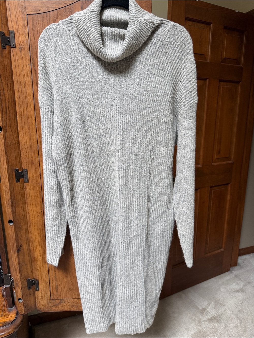 Light Gray Cowl Neck Sweater Dress